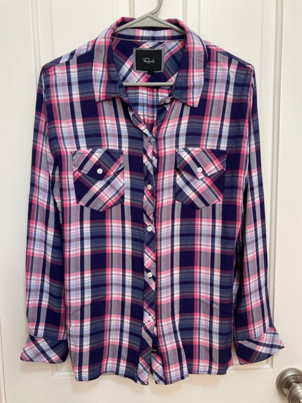 Rails pink/blue button down shirt